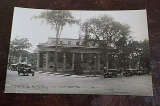 Wilmette Il Real Photo Postcard 1930 Era Street Scene Town Hall