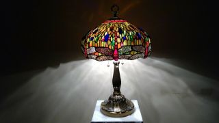 Price Tiffanystyle Dragonfly Stained Glass Shade/3 - Socket Lilypad Base Lamp