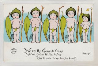 Vintage Postcard Artist May Gibbs " We Are The Gumnut Corps 1910s