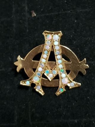Pre - 1906 Alpha Phi Badge - With Opals - 2.  42 Grams - Lazy Phi Style