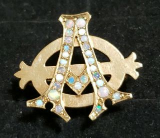 Pre - 1906 Alpha Phi Badge - with Opals - 2.  42 Grams - Lazy Phi Style 2