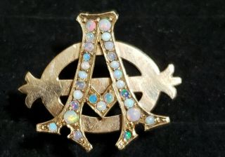 Pre - 1906 Alpha Phi Badge - with Opals - 2.  42 Grams - Lazy Phi Style 3