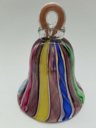 Glass Crystal Bell - Murano - Rainbow W Loop Handle