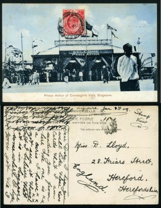 Malaya Singapore Royal Visit Prince Arthur Of Connaught 1909 Postcard Asia