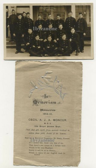 Ww1 Casualty 1916 Somme Pvt Cecil Moncur Brighton Sussex Reg Poems In Memoriam