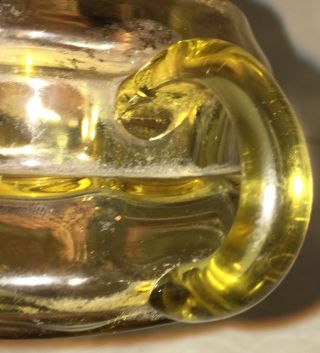 Fine Early AMBER Art Glass Kerosene Oil Lamp Ruffled Shade 7