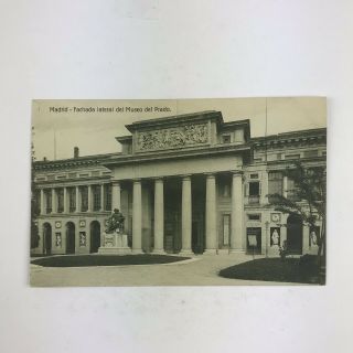 Spain Madrid Postcard Vintage Del Prado Museum Facade Art Unposted 2