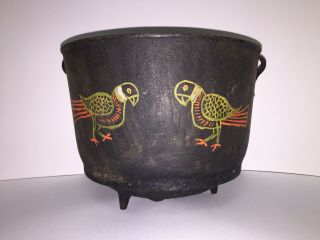 Antique Pa Dutch Folk Art 8 Cast Iron Gate Mark Primitive Pot Cauldron Planter