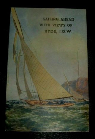 1930 Isle Of Wight Ryde C.  T Howard Sailing Yacht Novelty Pull Out View Postcard