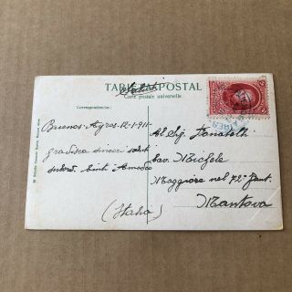 O) Postcard Argentina Buenos Aires circulated to Italy 1911 stamp 2