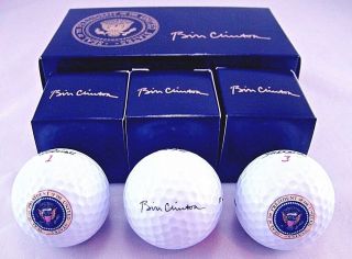 3 Pack President Bill Clinton Presidential Seal White House Golf Balls