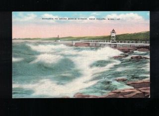 C 1940 Entrance To Grand Marais Harbor Near Duluth Minnesota Postcard
