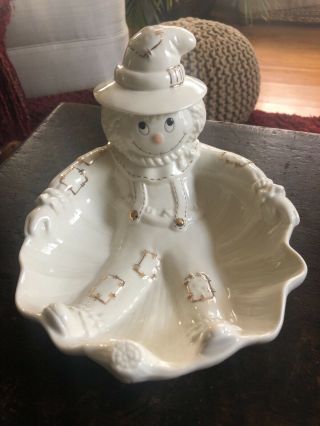 Lenox Collectable Handcrafted Scarecrow Bowl/candy Dish Euc