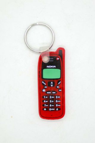 Vtg 1990s Nokia Keychain In Shape Of Candybar Phone Red