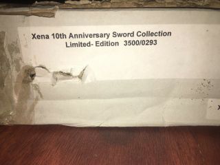 Xena Warrior Princess 10th Anniversary Gold Plated Warrior Sword W/ 2