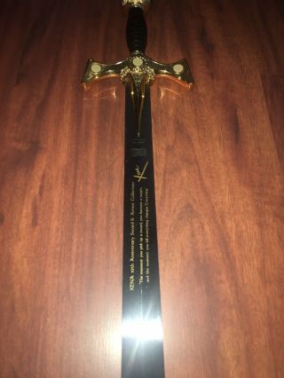 Xena Warrior Princess 10th Anniversary Gold Plated Warrior Sword W/ 4