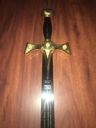 Xena Warrior Princess 10th Anniversary Gold Plated Warrior Sword W/ 5