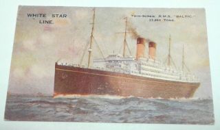 Vintage Ship Postcard White Star Line Rms " Baltic "