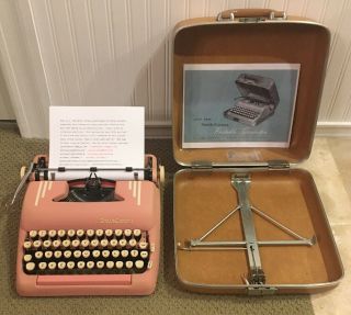 1955 Pink Smith Corona Silent 5T Series Portable Pica Typewriter With Case 12