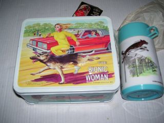 1978 ALADDIN BIONIC WOMAN LUNCHBOX & THERMOS SIX MILLION DOLLAR MAN C9.  5 12
