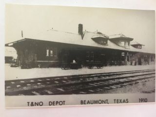Beaumont Texas Tno Rr Station Railroad Depot B&w Real Photo Postcard Rppc