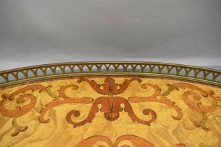 Maitland Smith Oval Wood and Brass Bed Tray Hand Made Philippines Marquetry 5