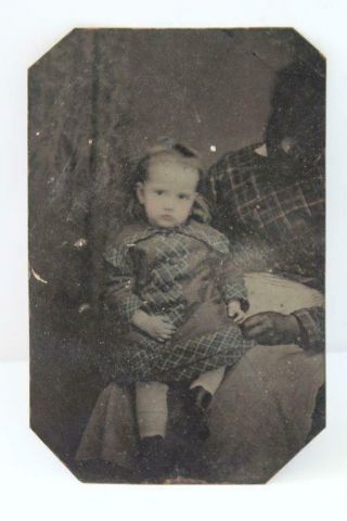 Antq 1800s Civil War Era Black Americana Mammy Holding White Child Tintype Photo