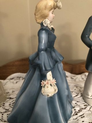 Florence Ceramics Pasadena,  California Victorian Lady And Man figurine Blue 4
