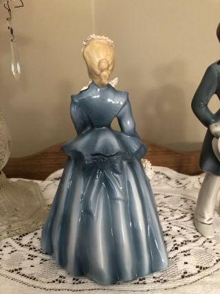 Florence Ceramics Pasadena,  California Victorian Lady And Man figurine Blue 5