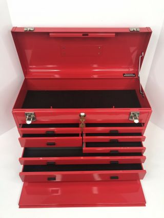 Kennedy Machinist Tool Box Model 520 Locking Red 7 Drawers With Keys