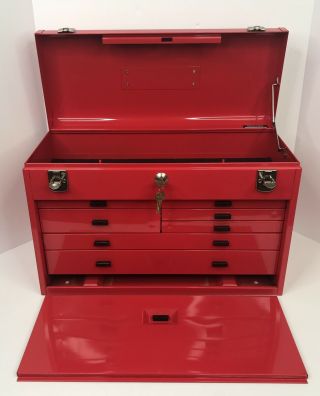 Kennedy Machinist Tool Box Model 520 Locking Red 7 Drawers With Keys 3