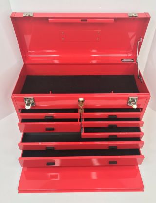 Kennedy Machinist Tool Box Model 520 Locking Red 7 Drawers With Keys 4