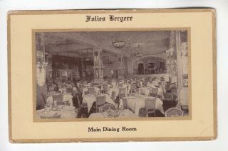 Unknown Signatures On Back Of Postcard Size Card Folies Bergere Dining Room Ny