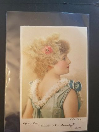 Vintage Glamour Postcard C1907 - Girl With Real Curly Blonde Hair Ups