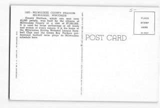 Milwaukee Wisconsin WI Vintage Postcard Milwaukee County Stadium Braves Packers 2