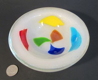 RARE 1950s DINO MARTENS TOSO Murano Italian Art Glass PULEGOSO Color Patch Bowl 3
