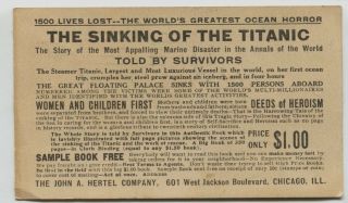1912 Postal Card Sinking Of The Titanic Steamship Book Offer Told By Survivors
