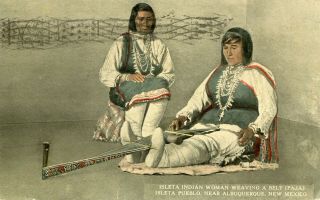 Nm Mexico Albuquerque / Isleta Indian Woman Weaving / 1915