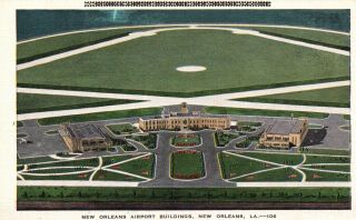 Orleans,  Louisiana,  La,  Airport Buildings,  Linen Vintage Postcard G4174