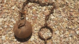Authentic Vintage " Ball And Chain " Ankle Shackle Restraint
