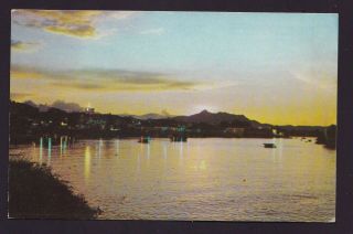 Vintage Postcard Of Night Scene At Kuching Sarawak Malaysia