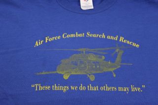 Air Force Combat Air Rescue Cpt.  Tamara Archuleta Large Blue T Shirt