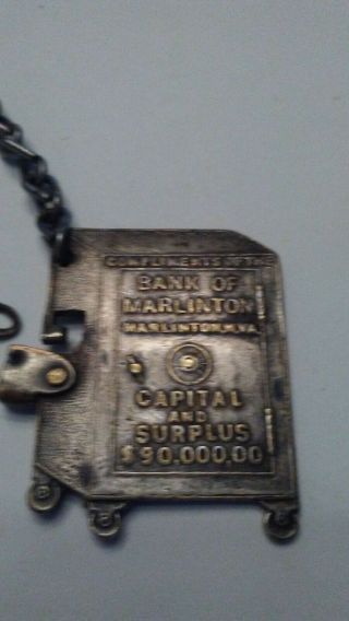 Antique Please Return To Bank Of Marlin W,  Va.  Key Ring/chain Fob/tag