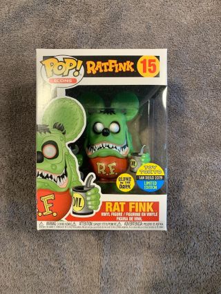 Sdcc 2019 Funko Pop Rat Fink 15 Glow In The Dark Official Comic - Con Toy Tokyo