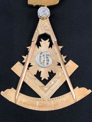 14k Gold Masonic Past Master Medal Jewel Pin Beaver lodge Belmont Mass 1954 5