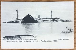 Vicksburg Mississippi Us Gun Boat La Fayette 1863 By Natchez Postcard 11