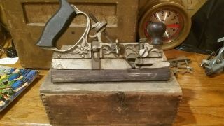 Patent 1884 Early Stanley No 45 Plane With Org Box,  Box Set Of 15 Cutters & More