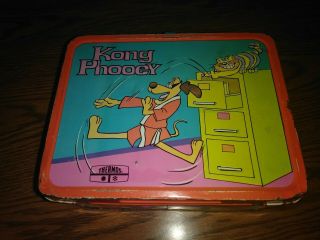 Vintage 1975 Hong Kong Phooey Metal Lunch Box Hanna Barbera With Thermos