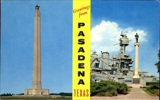 Greetings From Pasadena Texas Tx Us Navy Ship Monument 1960s