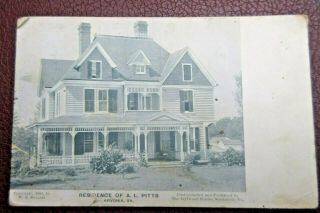 W.  E.  Burgess Postcard Of The Residence Of A.  L.  Pitts.  Arvonia,  Virginia Va